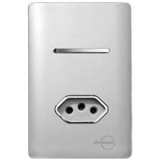 Conjunto Interruptor Simples + Tomada 10A 4x2 - Novara Prata Cromado